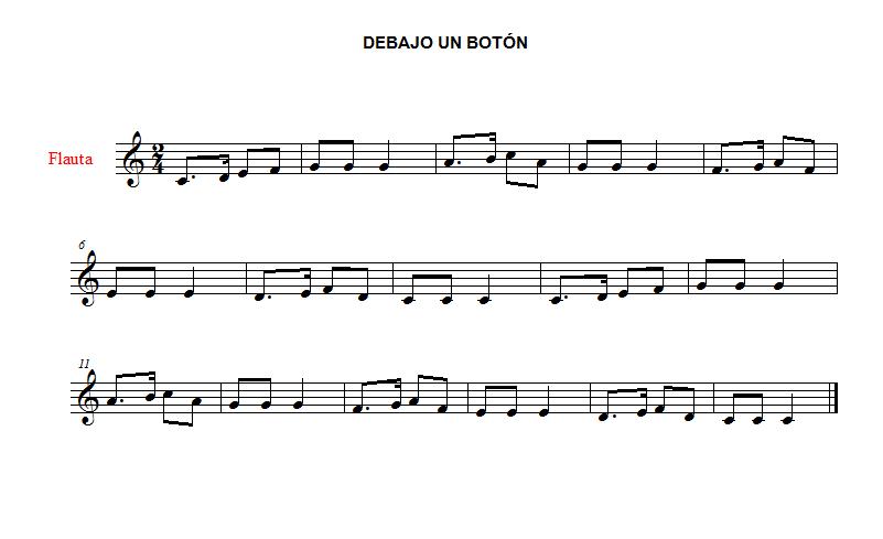 partitura debajo un botón